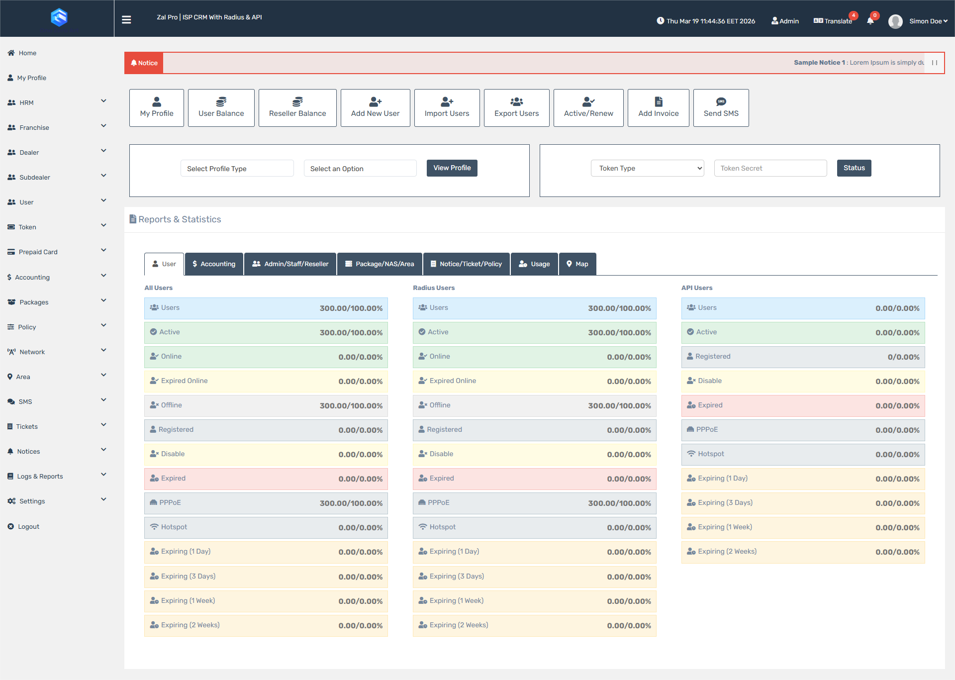 Zal Pro Dashboard
