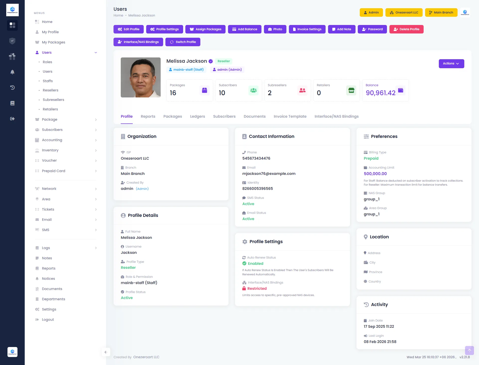 Reseller Profile