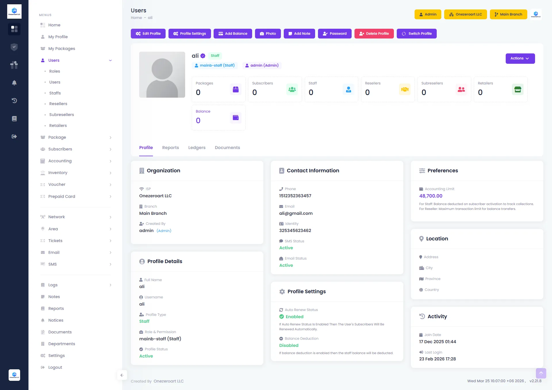 Staff Profile